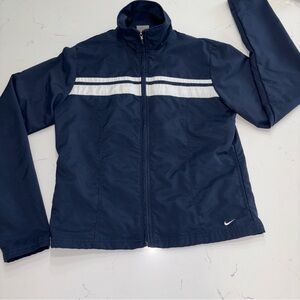 Nike Men's Navy Blue Jacket with White Stripe – Size Small